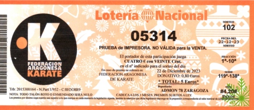 Participacion de loteria de Navidad de la Federacion Aragonesa de Karate